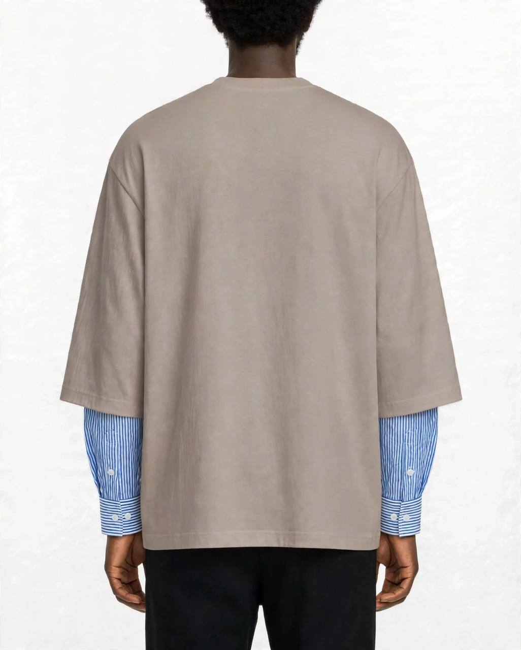T-SHIRT DOPPIA MANICA CAMICIA BEIGE