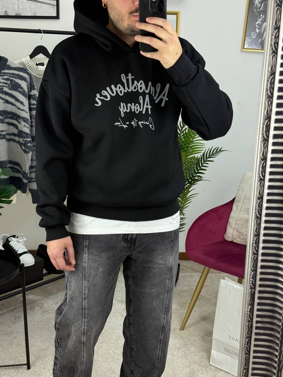 FELPA STAMPA ALONG NERA