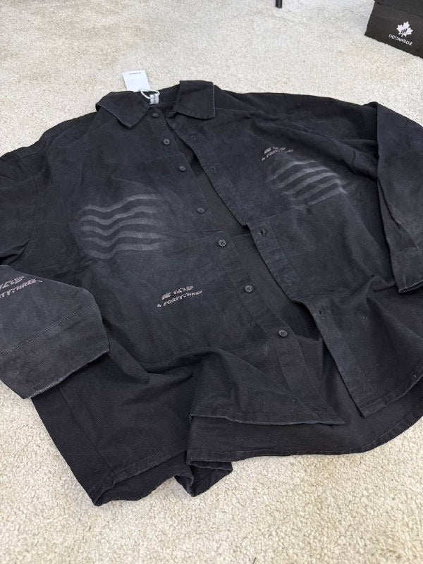 CAMICIA JEANS RICAMO NERA