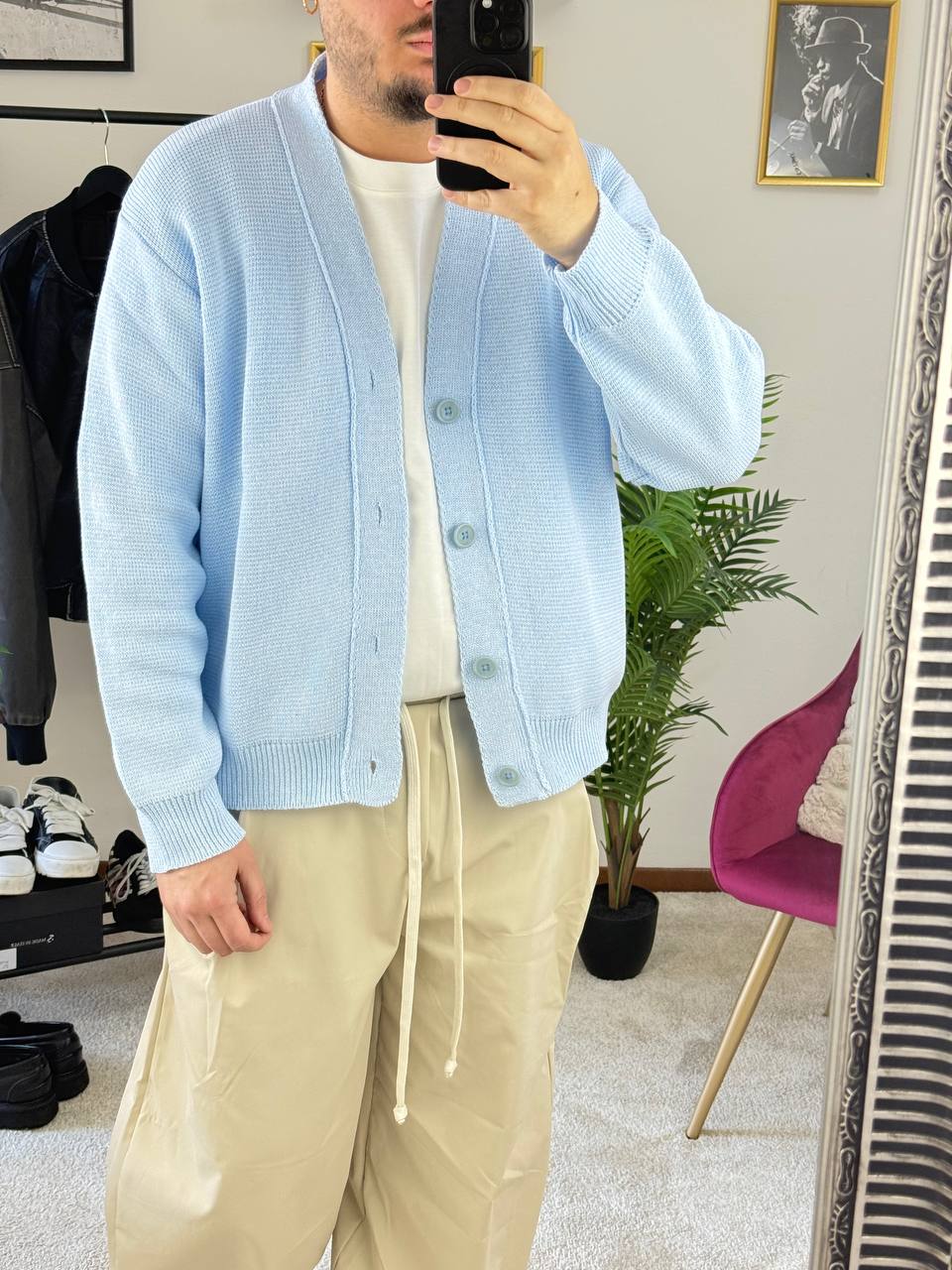 CARDIGAN BASIC CELESTE