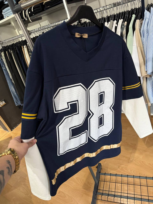 T-SHIRT DOPPIAMANICA 28 BLU
