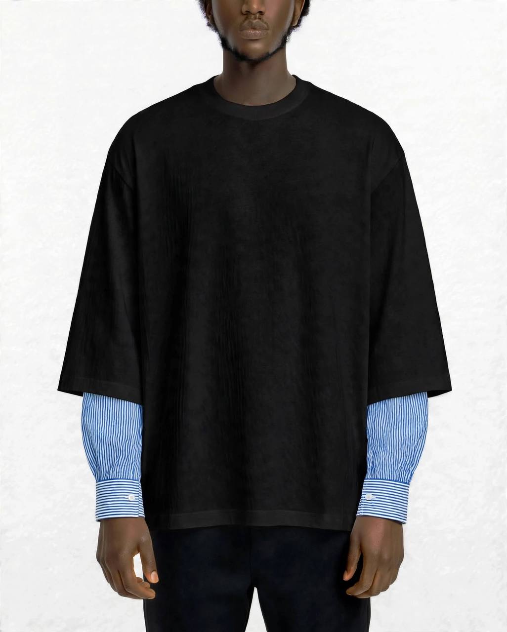 T-SHIRT DOPPIA MANICA CAMICIA NERA
