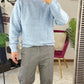 MAGLIONE GIROCOLLO BASIC CELESTE