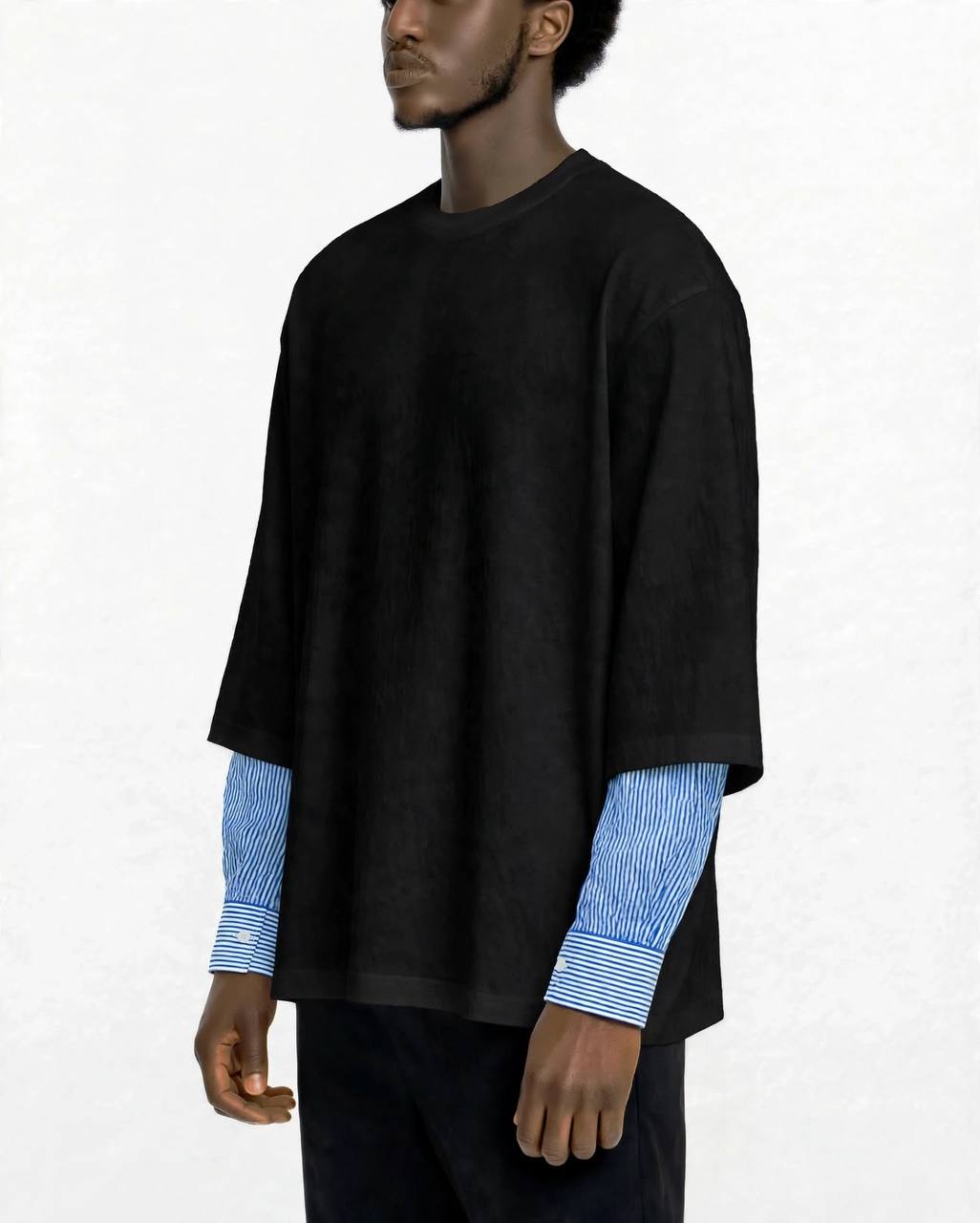 T-SHIRT DOPPIA MANICA CAMICIA NERA
