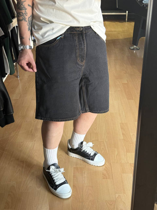 BERMUDA JEANS CONTRASTO NERO