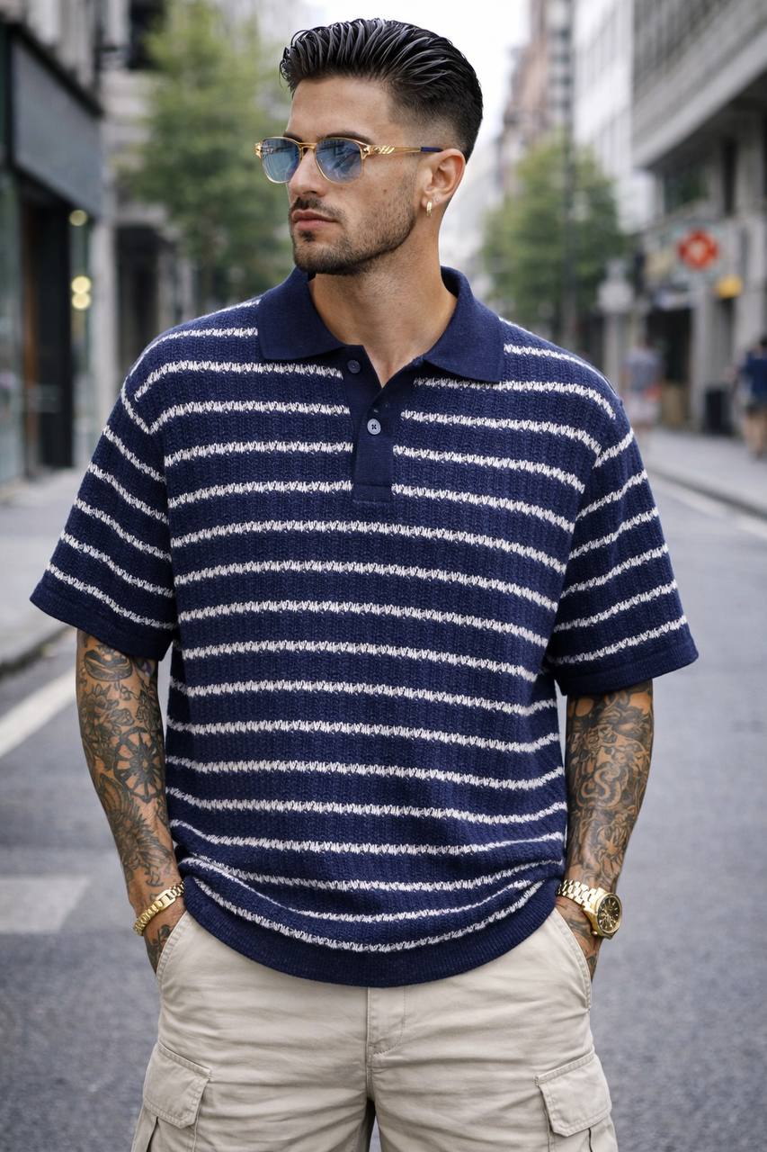 POLO RIGHE BLU