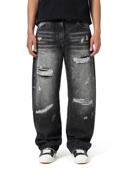 JEANS BAGGY ROTTURE GRIGIO