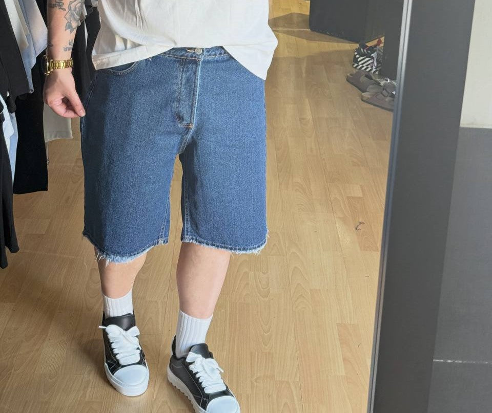 BERMUDA JEANS CHROY SFRANGIATO BLU