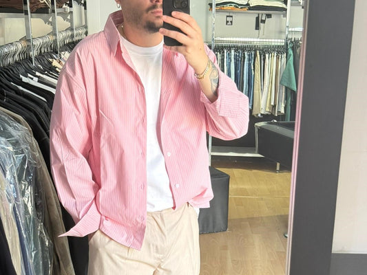 CAMICIA OVER ROSA LUNGA