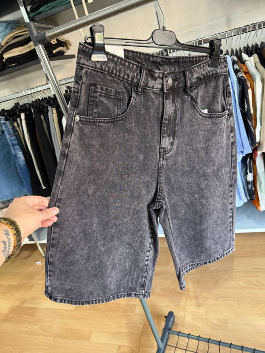 BERMUDA JEANS BAGGY GRIGIO SCURO