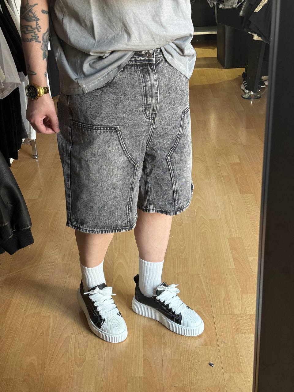 BERMUDA JEANS CARP GRIGIO
