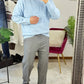 MAGLIONE GIROCOLLO BASIC CELESTE