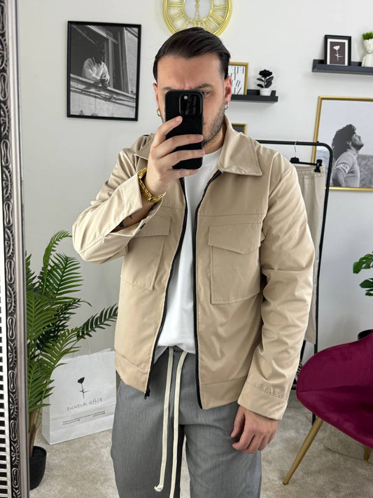 CAMICIONE ZIP BEIGE