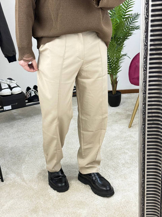 PANTALONE FONDO LARGO BEIGE TESSUTO PRIMAVERA/ESTATE