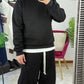 FELPA BASIC GIROCOLLO NERA
