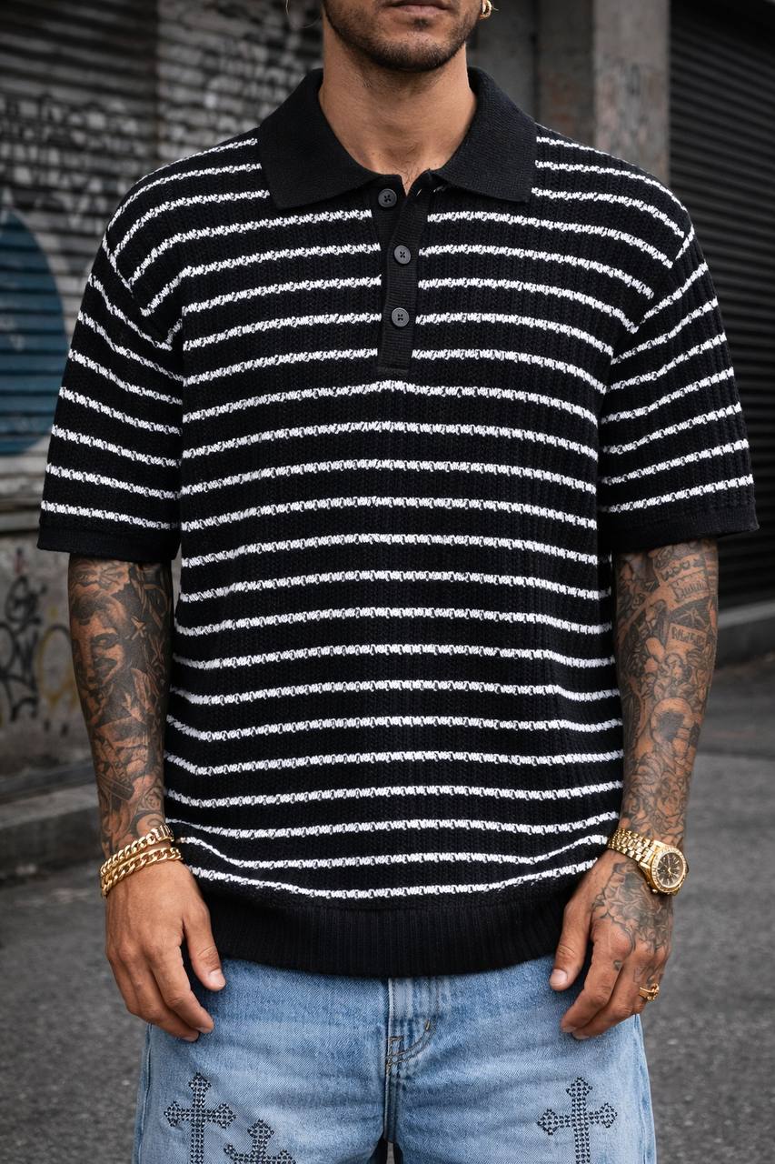 POLO RIGHE NERA