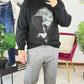 MAGLIONE STAMPA COW NERO