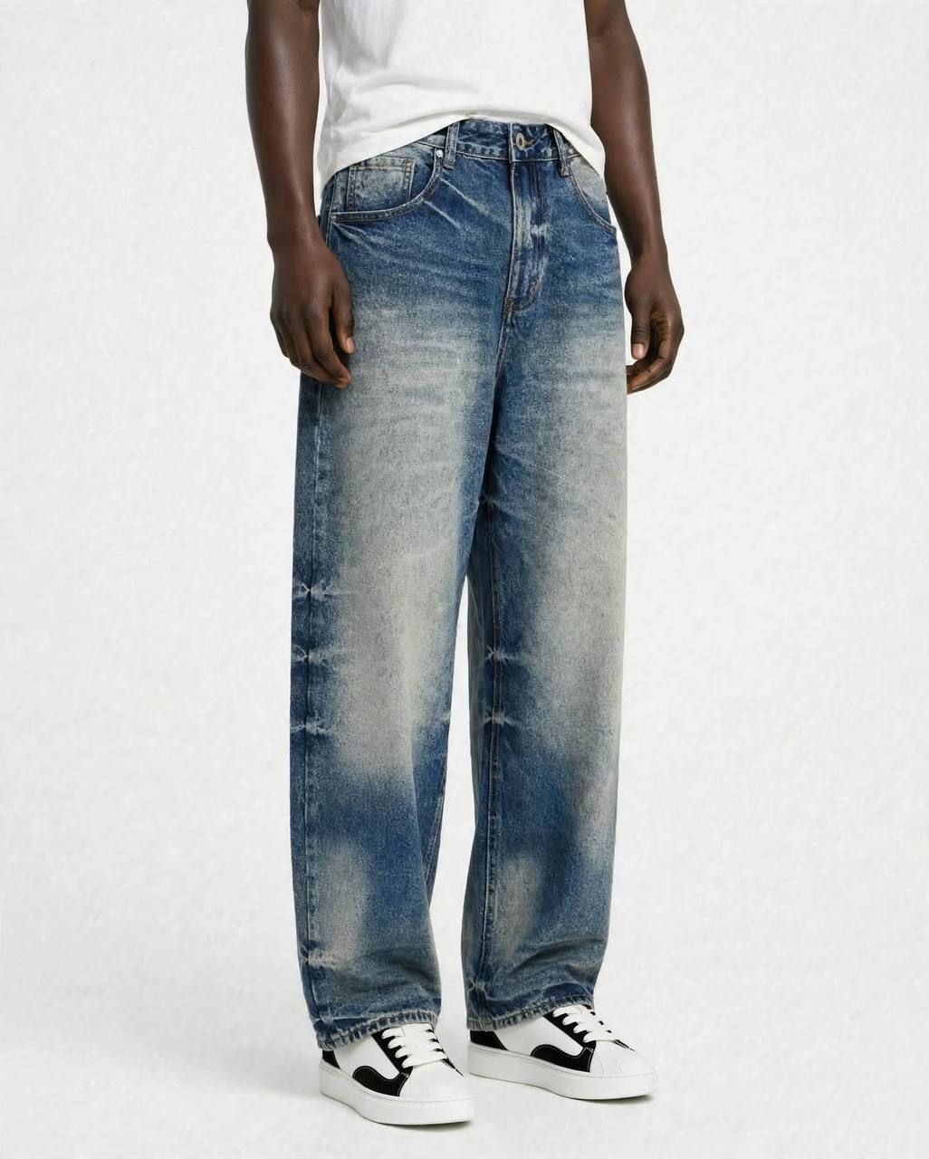 JEANS FONDO LARGO LEOX SCURO SABBIATO