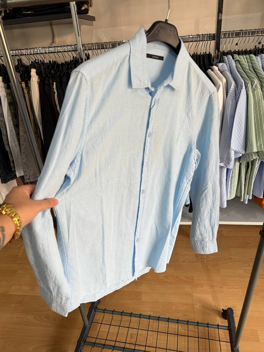 CAMICIA IN LINO CELESTE