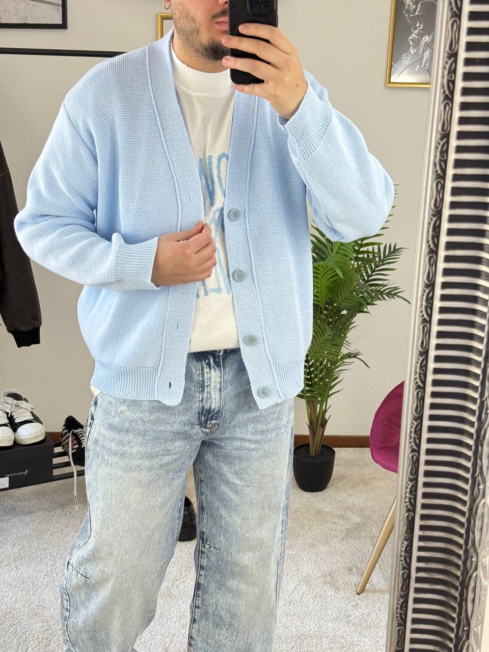 CARDIGAN BASIC CELESTE