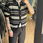 CARDIGAN RIGHE TRAFORATO NERO