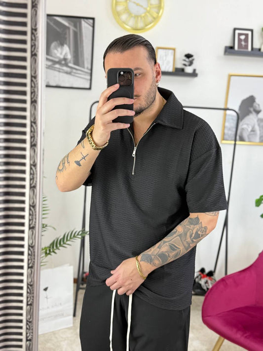 POLO ZIP NERA