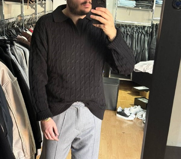POLO INTRECCIATA NERA