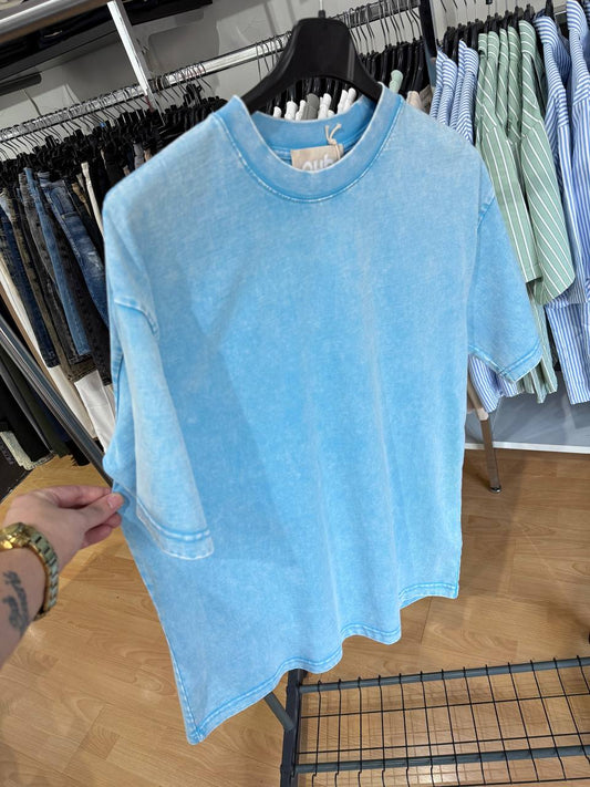 T-SHIRT MARMORIZZATA CELESTE