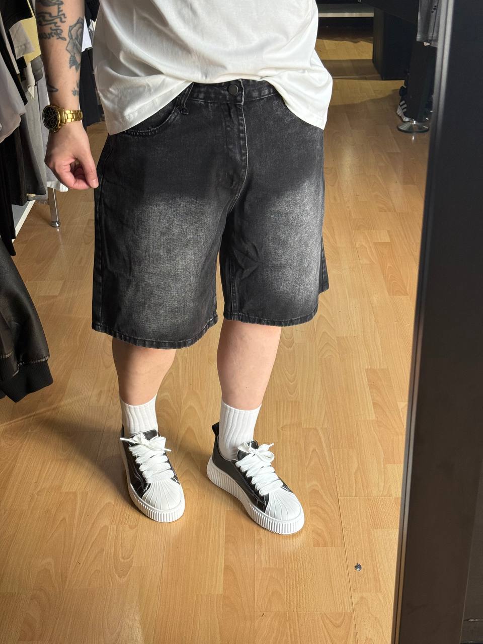 BERMUDA JEANS SFUMATO NERO
