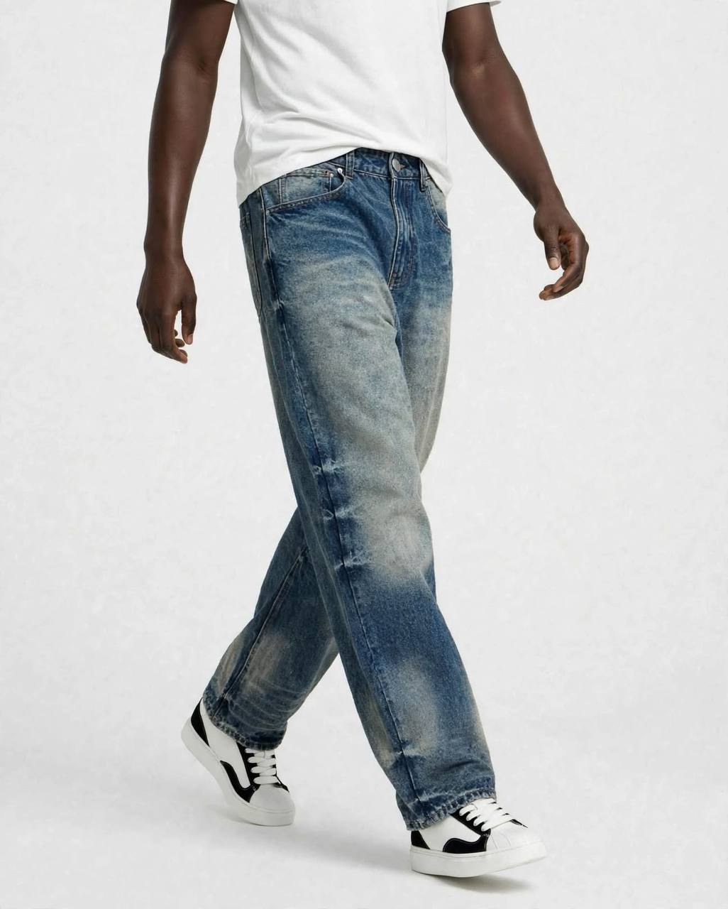 JEANS FONDO LARGO LEOX SCURO SABBIATO