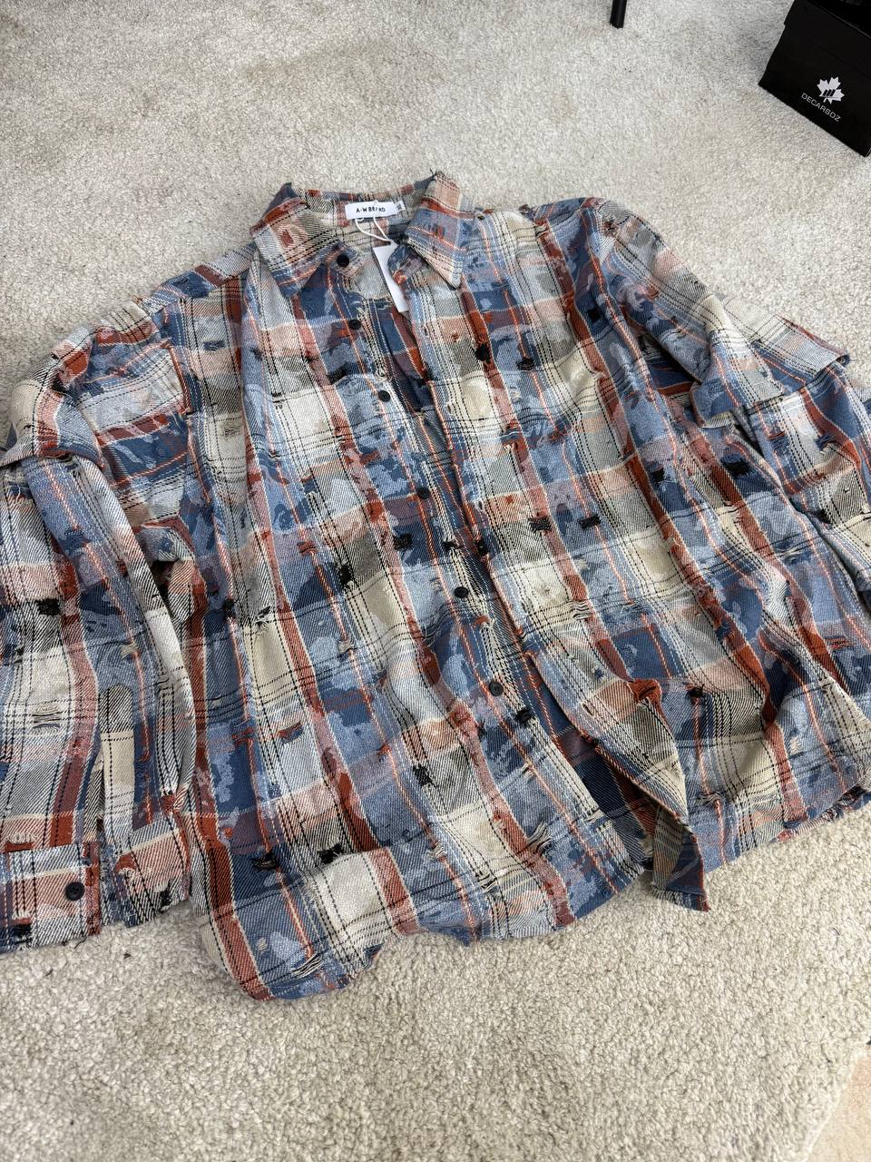 CAMICIA QUADRI DOPPIA MANICA AZZURRA