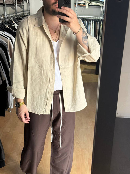 CAMICIA OVER LINO BEIGE