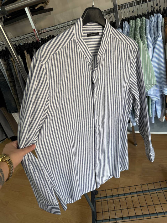 CAMICIA RIGHE COREANA BLU E BIANCA