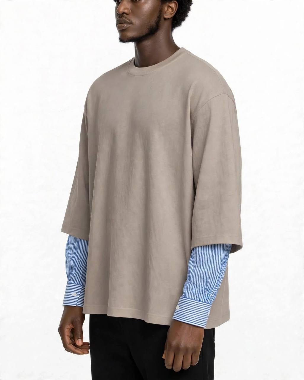 T-SHIRT DOPPIA MANICA CAMICIA BEIGE