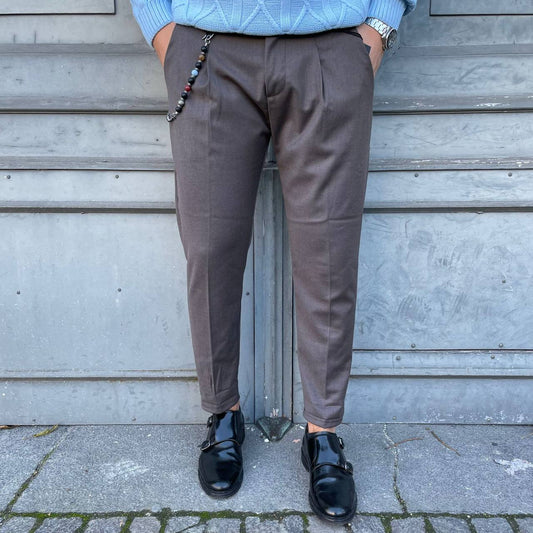 pantalone classico marrone scuro