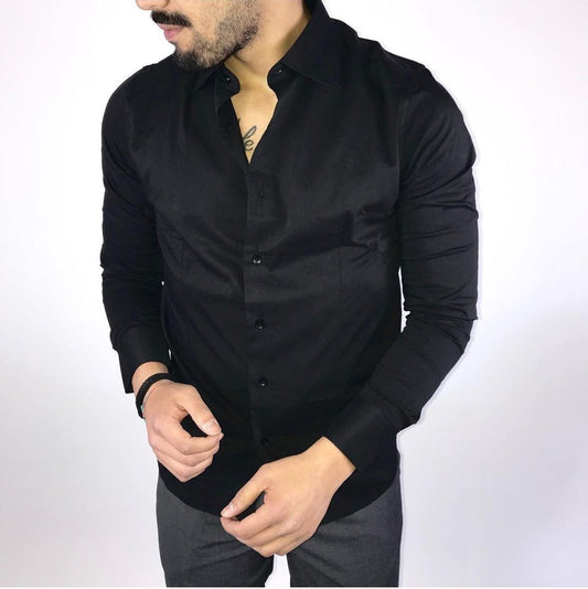 camicia slim nera